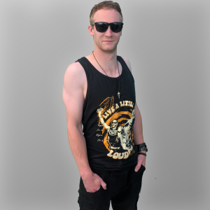 Regional One Summer Louder vest featuring illustrated images of the band members on the front.
