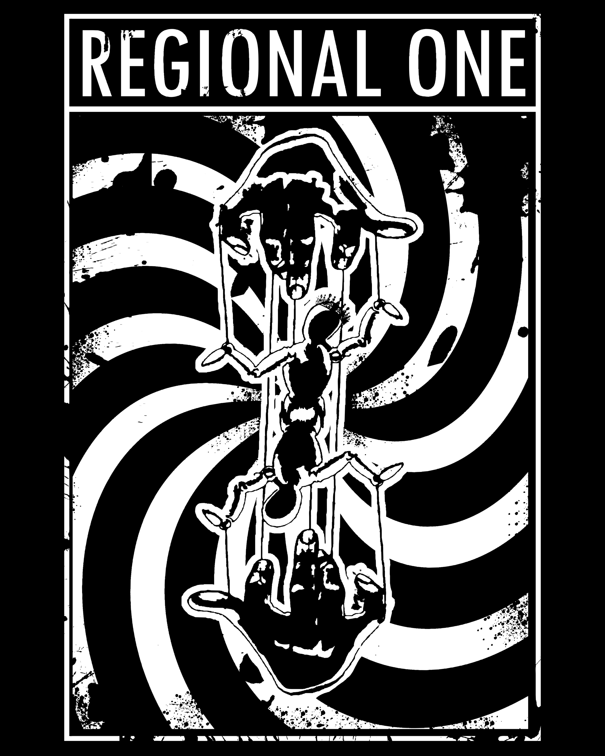 Regional One Puppet T-shirt featuring the full puppet design, modelled by Simon.
