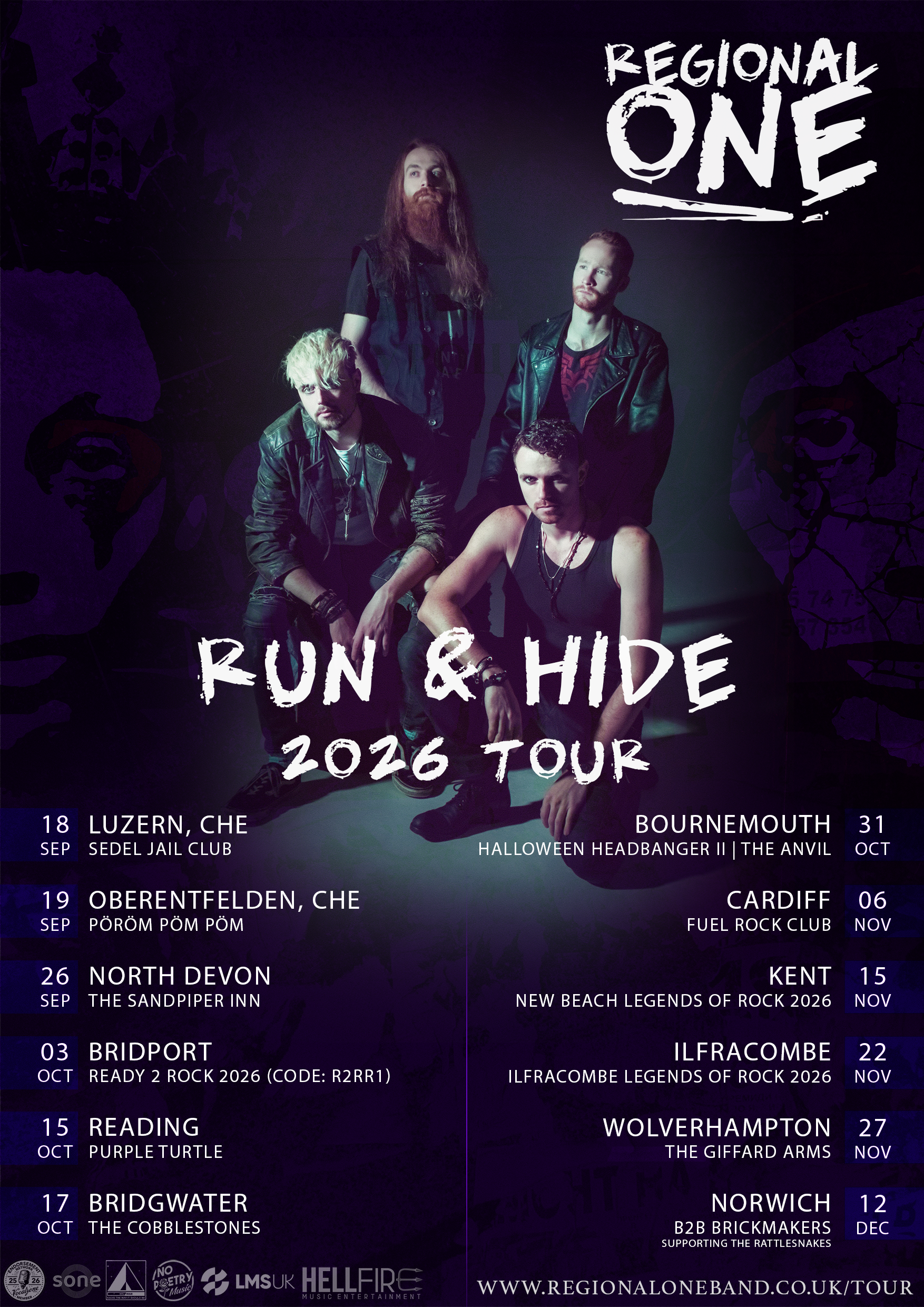 Regional One present the Run & Hide Autumn tour UK & Switzerland 2026
